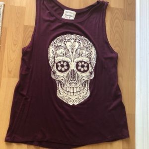 American Rebel Burgundy Skull Tank Size L